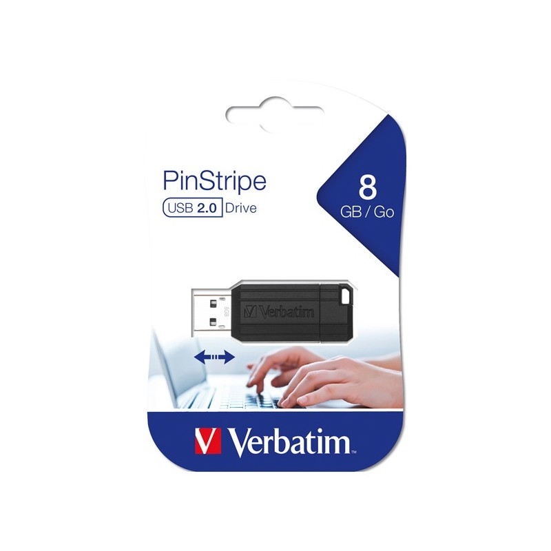 Външна памет USB-A Verbatim PenDrive Pinstripe, 8Gb