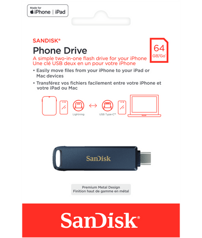 Външна памет USB-C / Lightning SanDisk Phone Drive, 64Gb SDIXD0N-064G-GN6NN