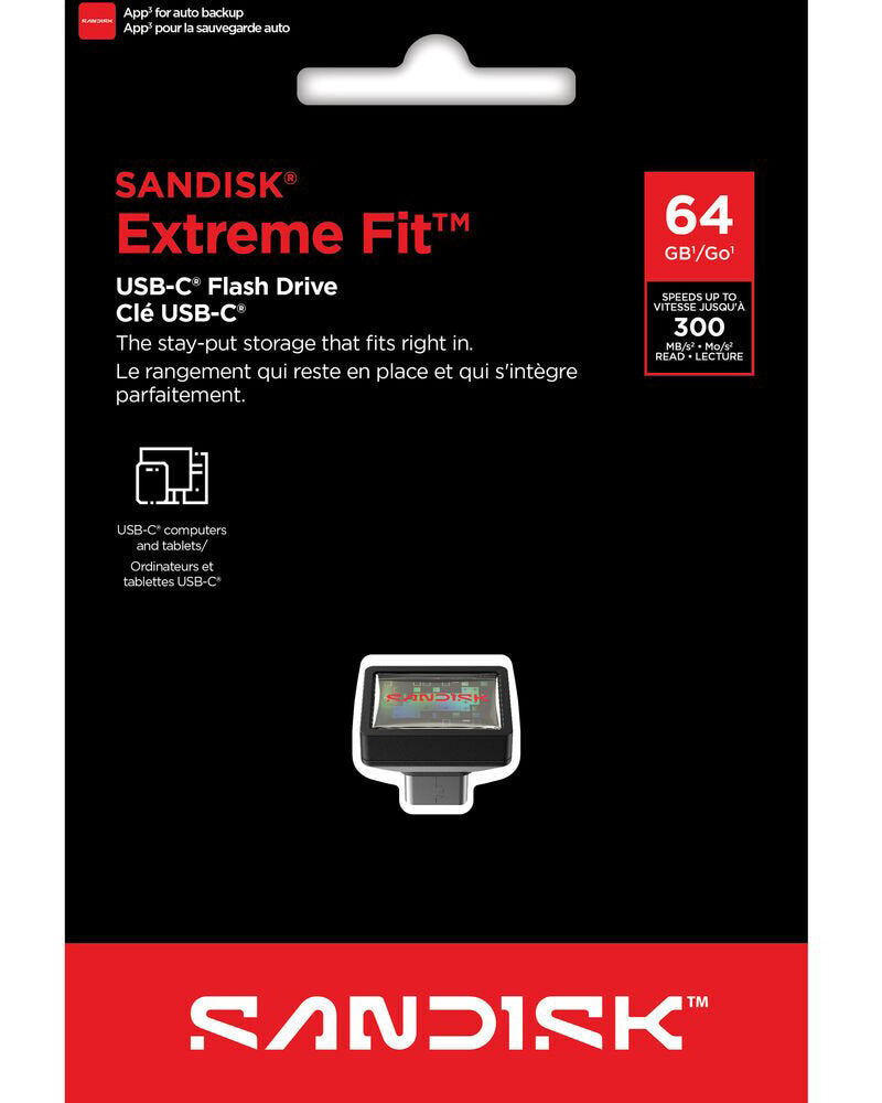 SanDisk Extreme Fit USB-C External Memory, 64Gb SDCZ530-064G-G46