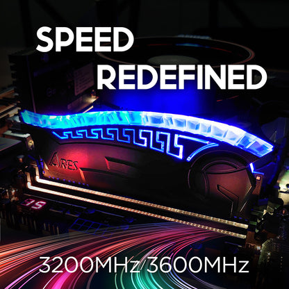 Памет RAM Dato Ares Armor, DDR4, RGB, 2 x 8GB, 3600Mhz, CL18, Бяла AMRGB8GX216G36W