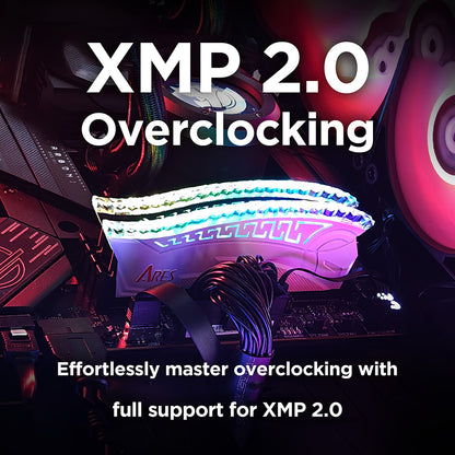 RAM памет Dato Ares Armor, DDR4, RGB, 8GB, 3600Mhz, CL18, Бяла AMRGB1G88G36W