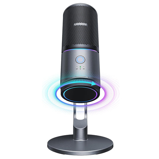Кардиоиден микрофон UGREEN CM769 (35629), RGB, USB-A, 2м, Черен
