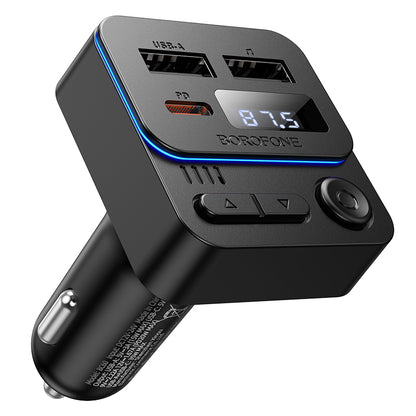 FM Bluetooth модулатор Borofone BC60 Hero, 2 x USB-A - 1 x USB-C