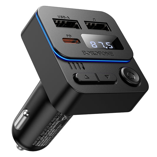 FM Bluetooth модулатор Borofone BC60 Hero, 2 x USB-A - 1 x USB-C