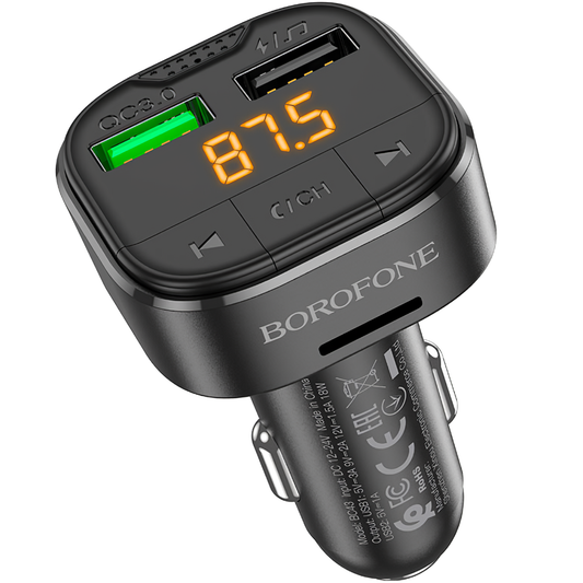 FM Bluetooth модулатор Borofone BC43 Flash, 2 x USB-A - 1 x microSD