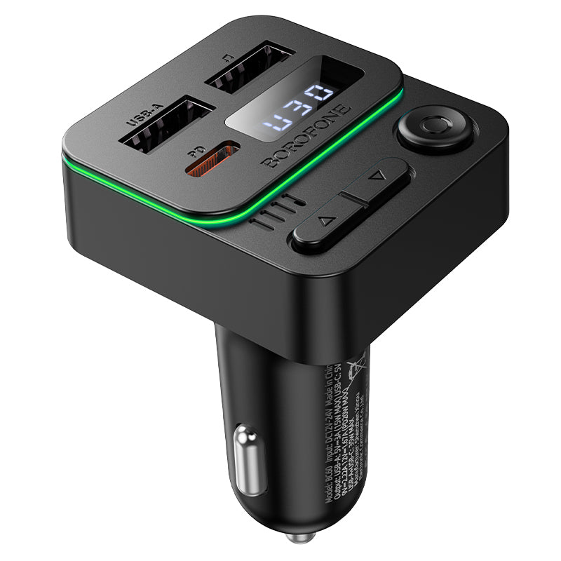 FM Bluetooth модулатор Borofone BC60 Hero, 2 x USB-A - 1 x USB-C