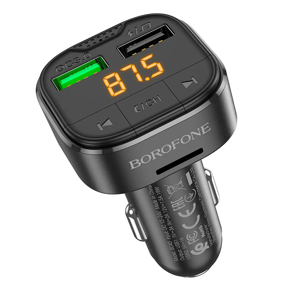 FM Bluetooth модулатор Borofone BC43 Flash, 2 x USB-A - 1 x microSD