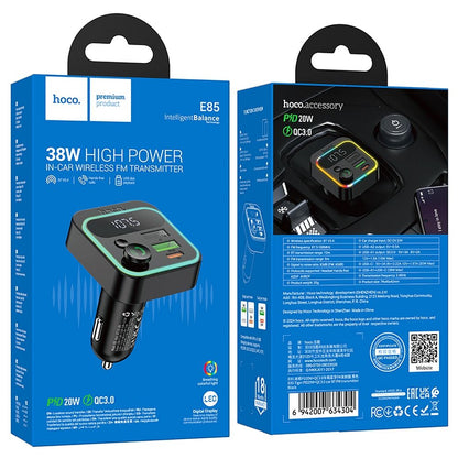 HOCO E85 Bluetooth FM Modulator, 2 x USB-A - 1 x USB-C