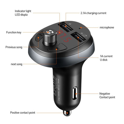 FM Bluetooth модулятор McDodo, 2 x USB-A