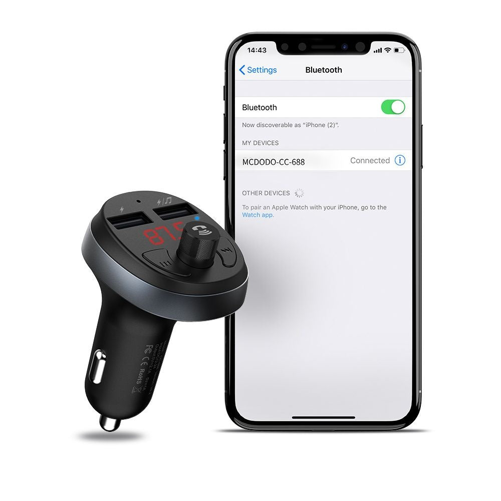 FM Bluetooth модулятор McDodo, 2 x USB-A