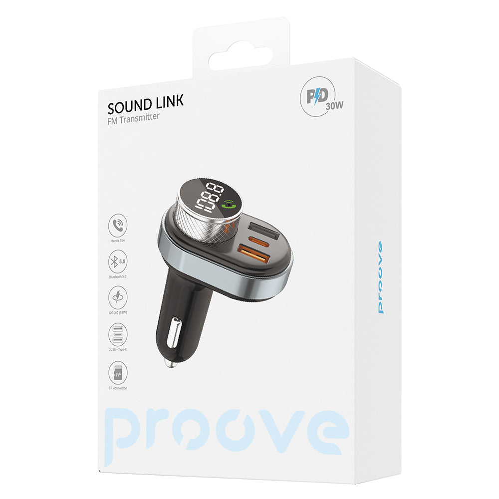 Proove Bluetooth FM Modulator, 2 x USB-A - 1 x USB-C - 1 x microSD FMSL30110001