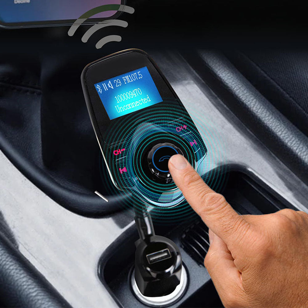 FM Bluetooth модулатор Techsuit MFM4, 1 x USB-A - 1 x 3.5mm - 1 x microSD, Черен