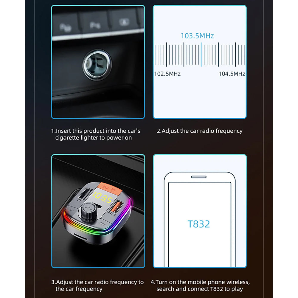 FM модулатор Bluetooth Yesido Y45, 2 x USB-A - 1 x USB-C - 1 x microSD