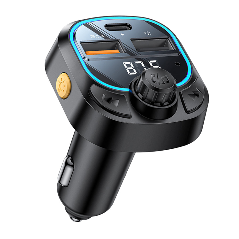 FM модулатор Bluetooth Yesido Y70, 2 x USB-A - 1 x USB-C