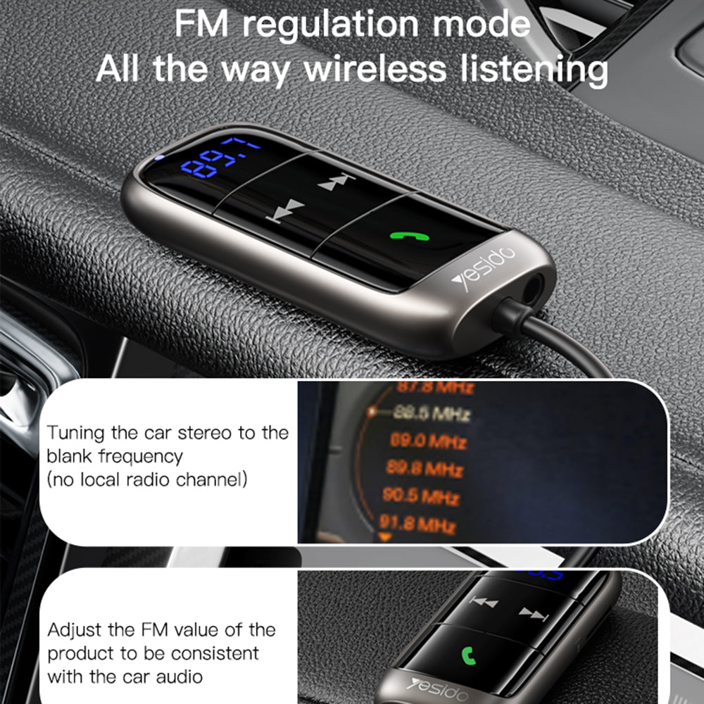 FM модулатор Bluetooth Yesido YAU32, 1 x 3.5mm - 1 x microSD