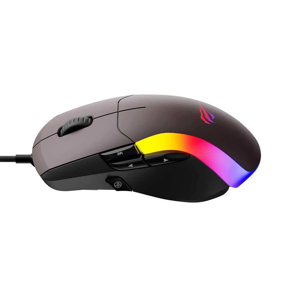 Геймърска мишка с кабел USB HAVIT MS959S, RGB, 1200DPI - 8000DPI, 1.6m, Черно Окра