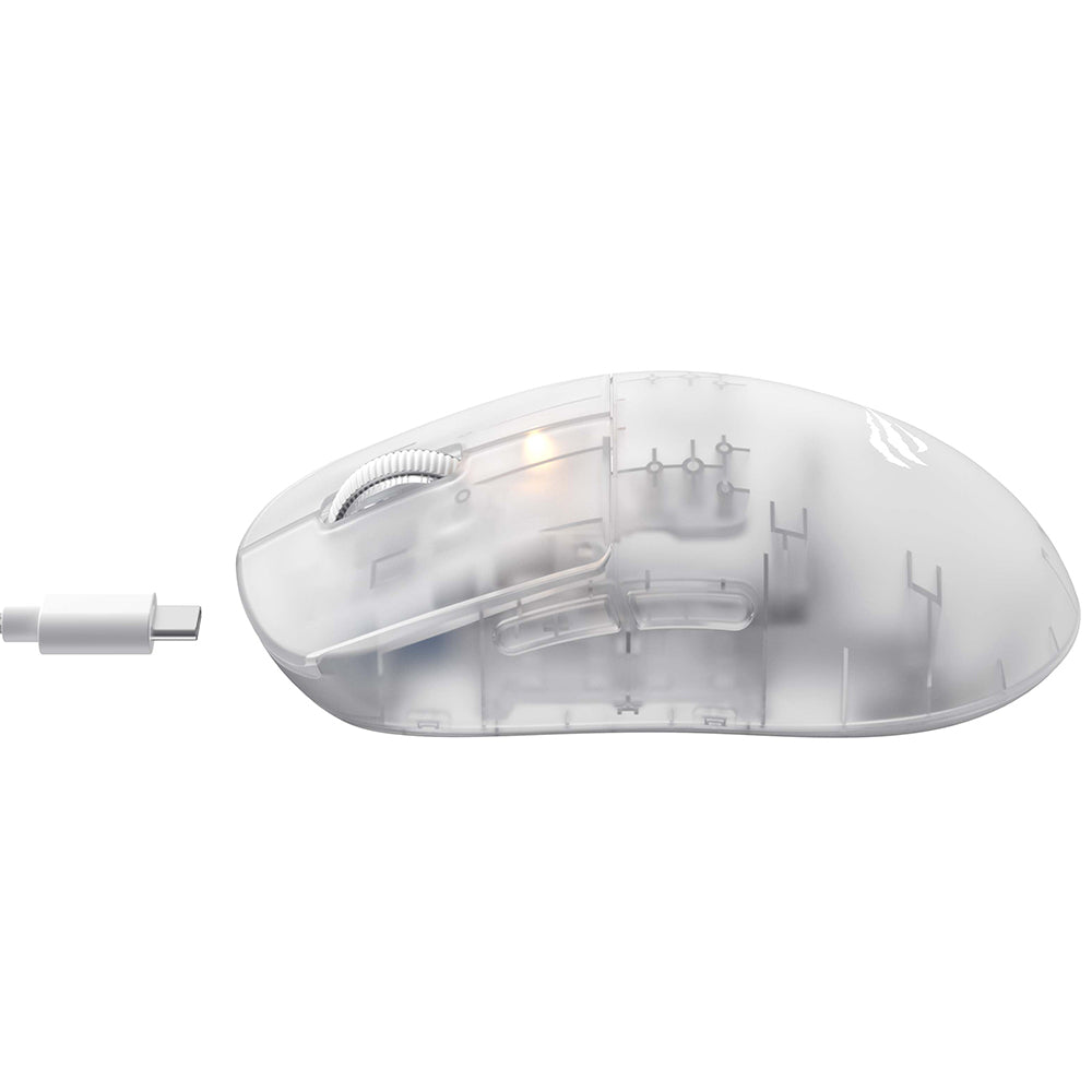 Гейминг мишка безжична HAVIT MS970WB Pro, 800DPI - 12000mAh, Прозрачно Бяла