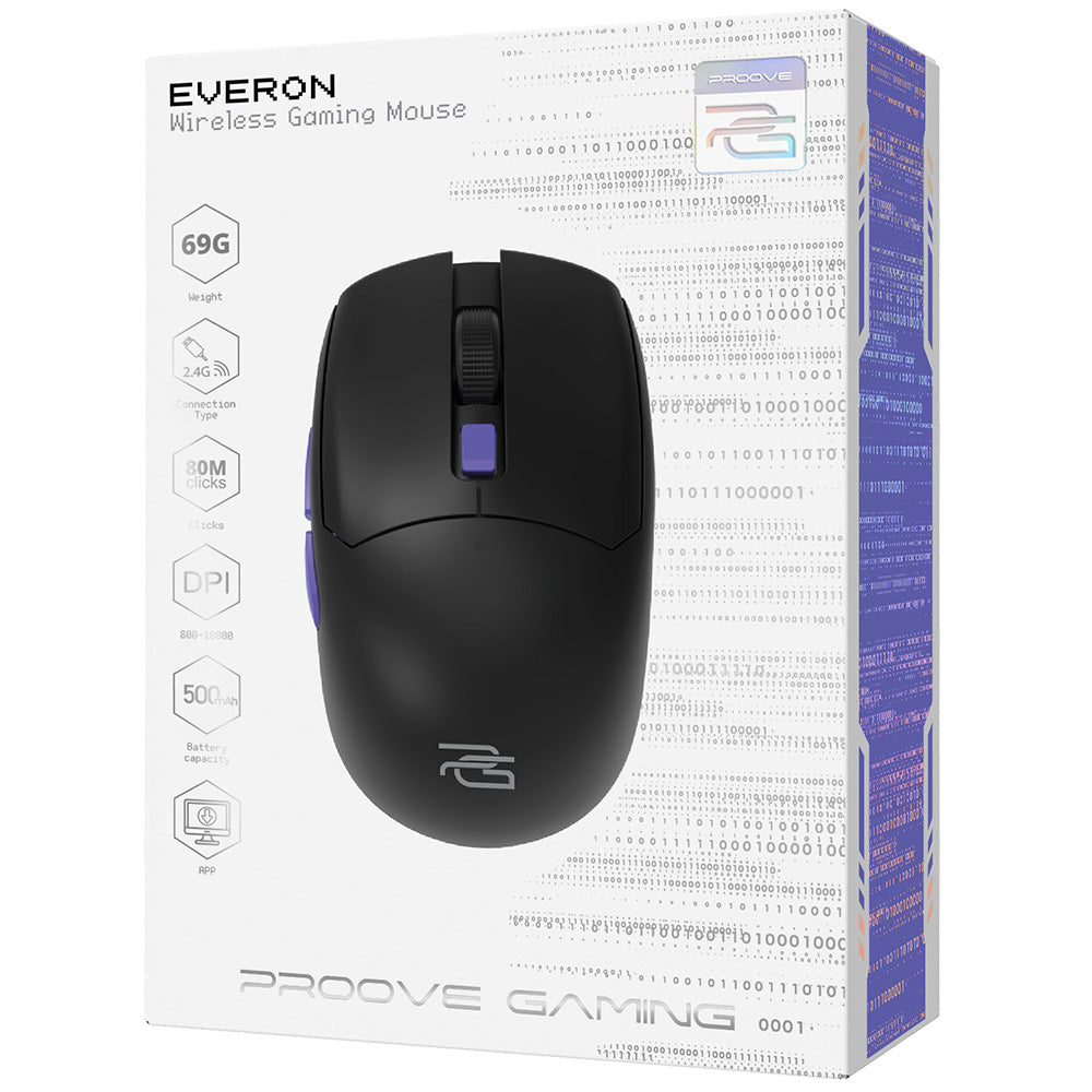 Безжична геймърска мишка Proove Everon, 800DPI - 10000DPI, Черна WMEV00022001