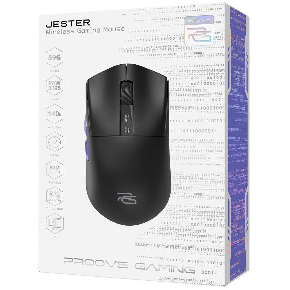 Безжична гейминг мишка Proove Jester, 800DPI - 26000DPI, OLED дисплей, Черен WMJS00022001