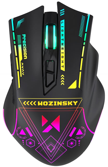Безжична геймърска мишка WZK WMGB-3200, 3200DPI, RGB, Черна