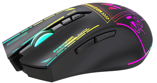 Безжична геймърска мишка WZK WMGB-3200, 3200DPI, RGB, Черна