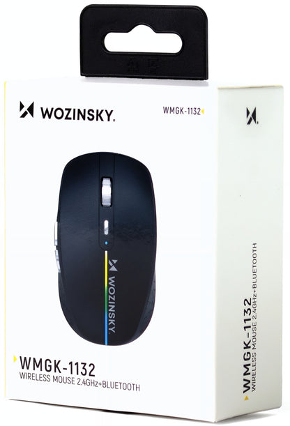 Безжична гейминг мишка WZK WMGK-1132, 1600DPI, RGB, BT / Wi-Fi, Черен