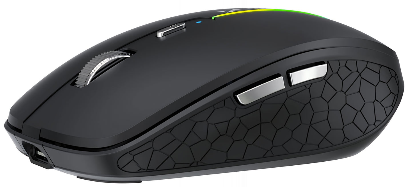 Безжична гейминг мишка WZK WMGK-1132, 1600DPI, RGB, BT / Wi-Fi, Черен