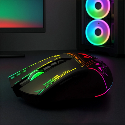 Безжична геймърска мишка WZK WMGB-3200, 3200DPI, RGB, Черна