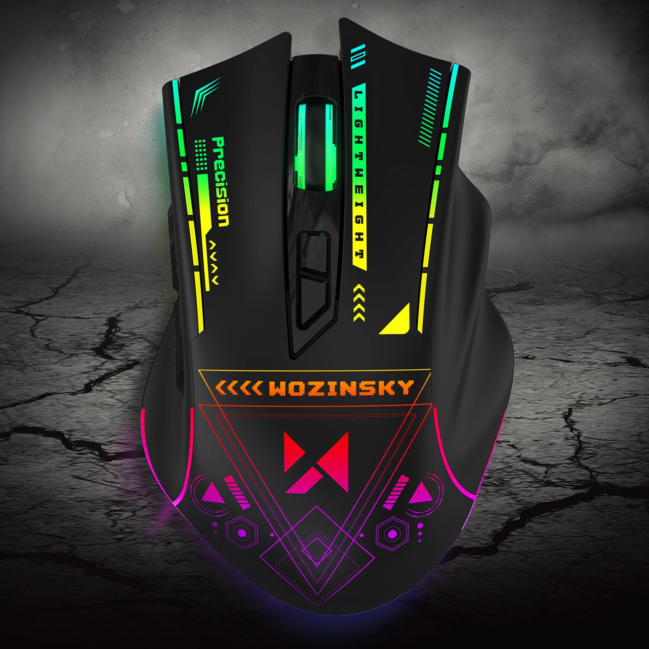 Безжична геймърска мишка WZK WMGB-3200, 3200DPI, RGB, Черна