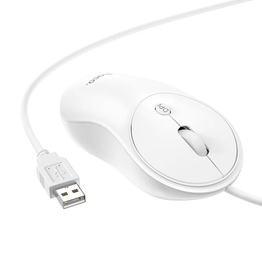 Проводна USB мишка HOCO GM13, 1600DPI, бяла