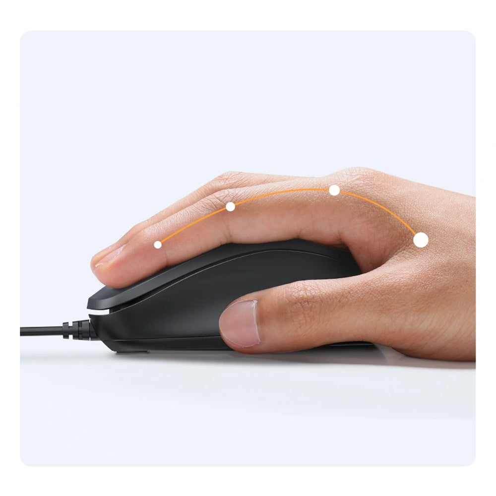 Мишка с кабел USB UGREEN MU007, 1200DPI, 1.5m, Черен