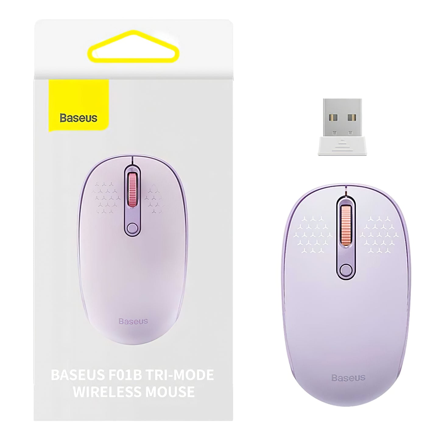 Безжична мишка Baseus F01B Tri-Mode, 1600DPI, BT / Wi-Fi, Лилав B01055503513-00