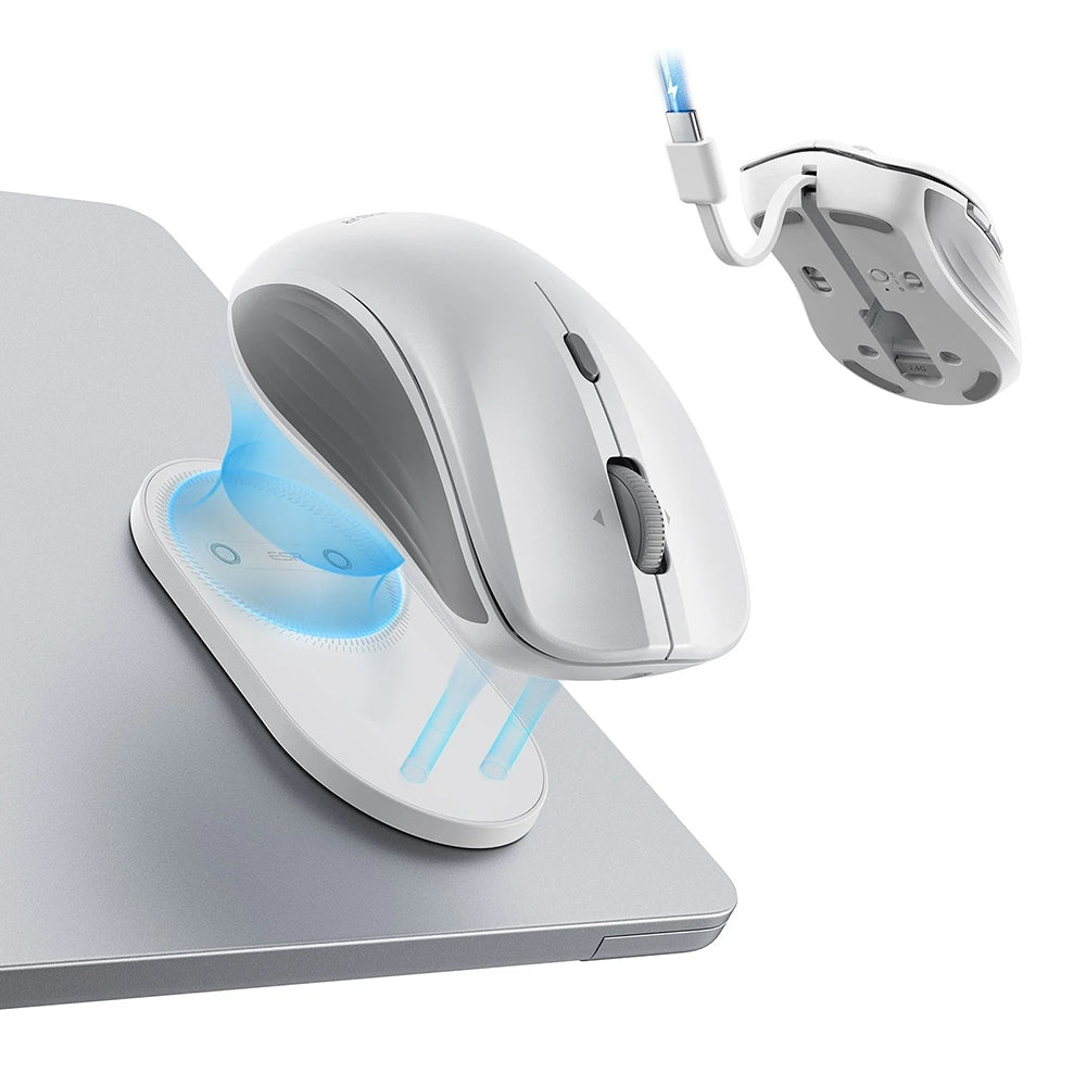 Безжична мишка ESR MagMouse, 800DPI - 4800DPI, BT / Wi-Fi, Бяла