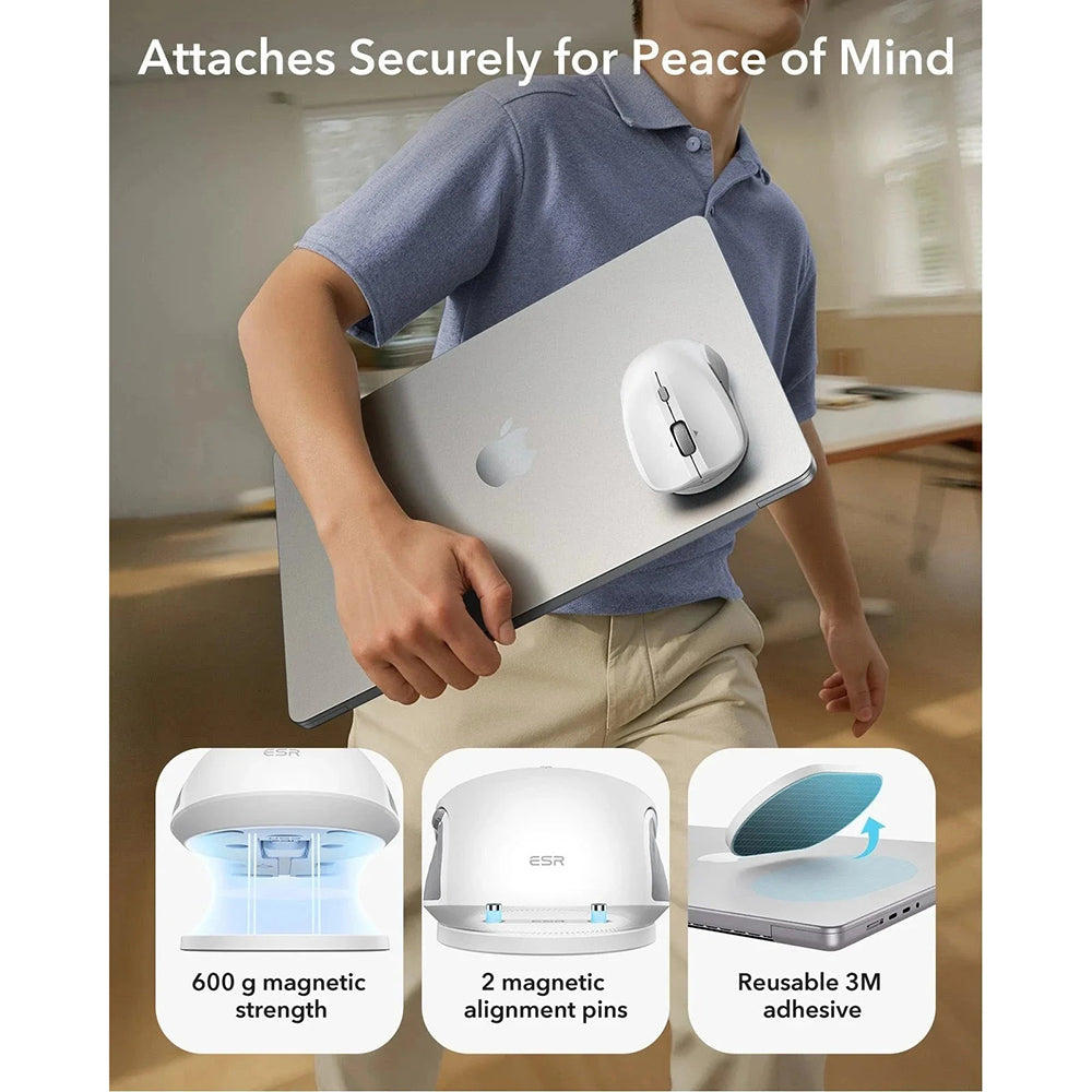 Безжична мишка ESR MagMouse, 800DPI - 4800DPI, BT / Wi-Fi, Бяла