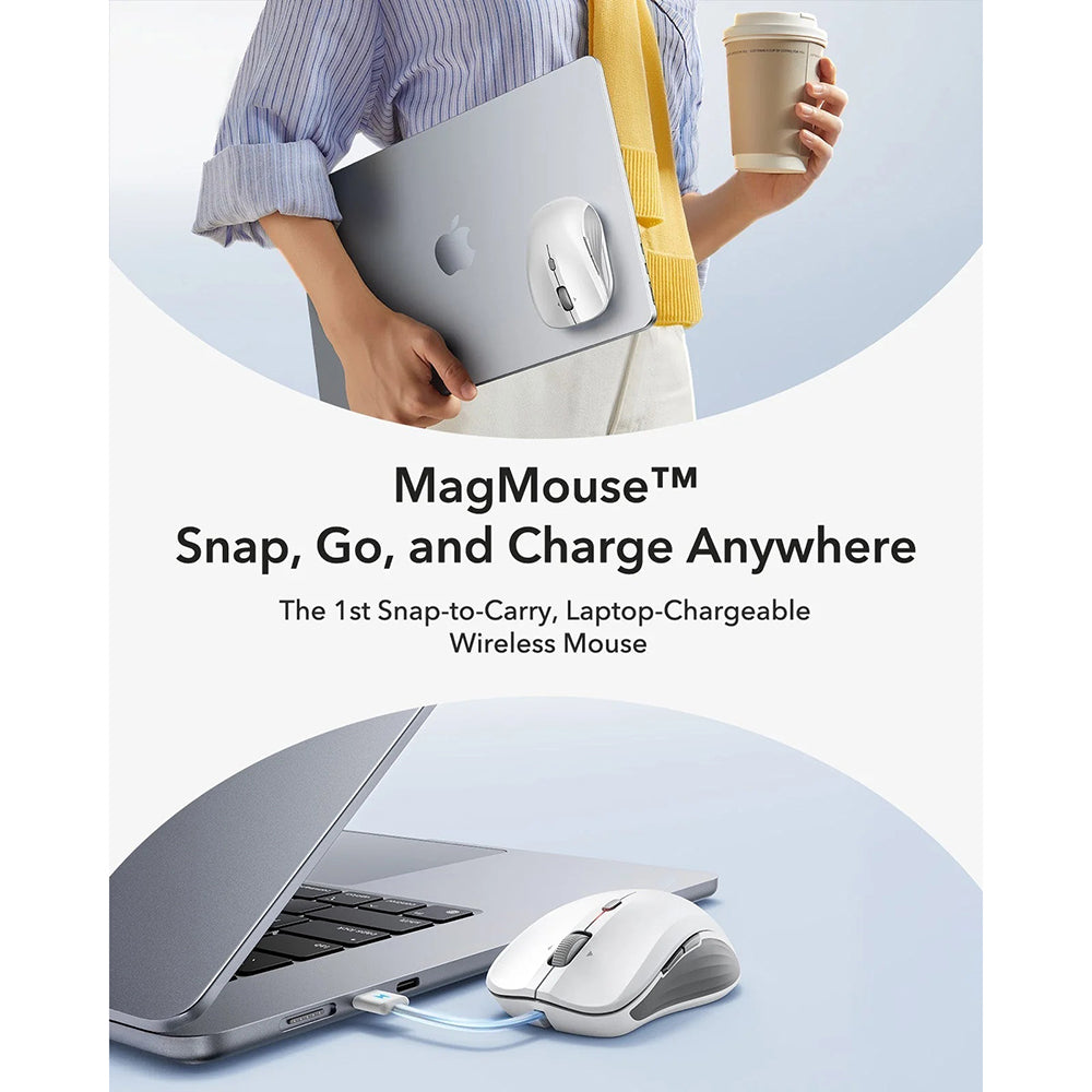 Безжична мишка ESR MagMouse, 800DPI - 4800DPI, BT / Wi-Fi, Сива