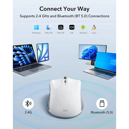 Безжична мишка ESR MagMouse, 800DPI - 4800DPI, BT / Wi-Fi, Сива