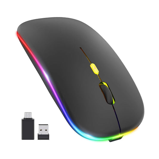 Techsuit M1 Wireless Mouse, RGB, 1600DPI, BT / Wi-Fi, Black
