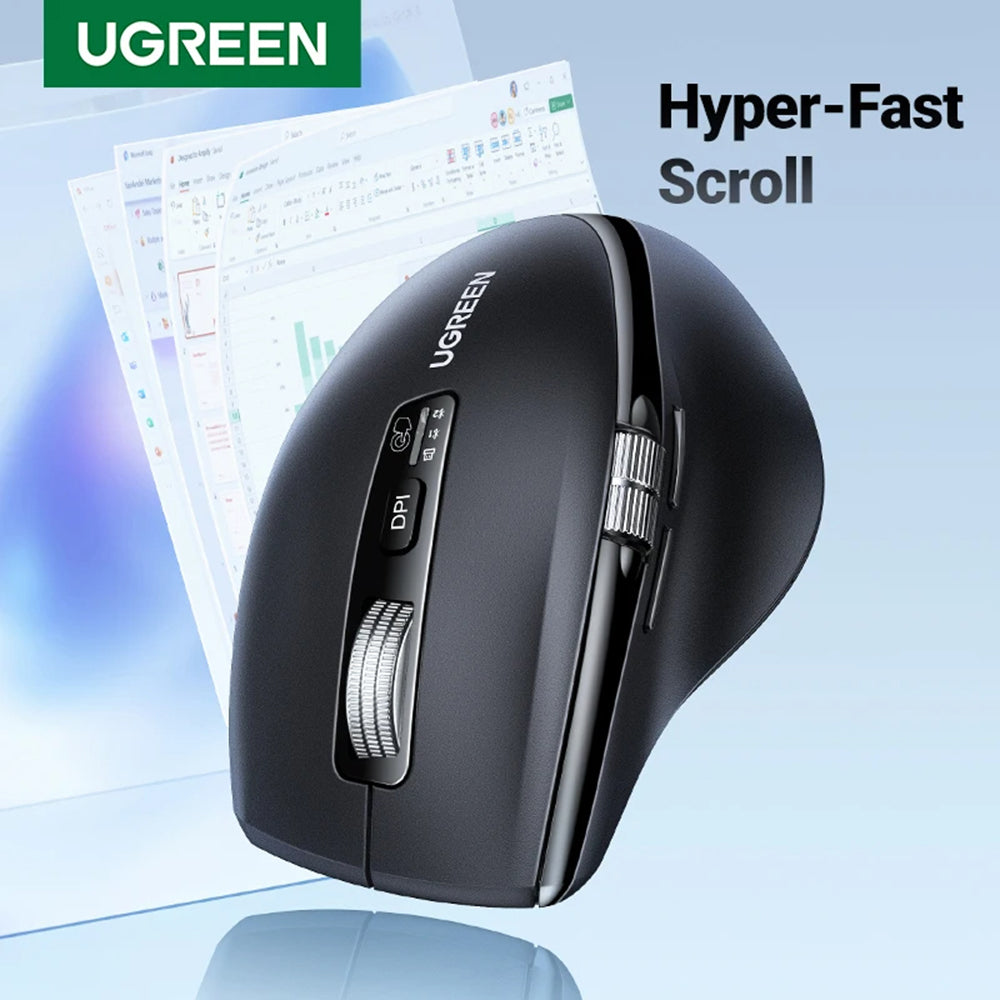 Безжична мишка UGREEN M751, 5000DPI, BT / Wi-Fi, Черен