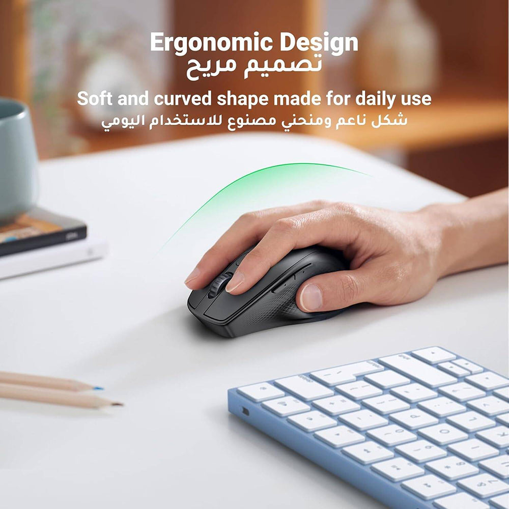 UGREEN MU101 Wireless Mouse, 4000DPI, BT / Wi-Fi, Black