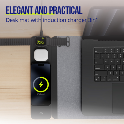 MousePad Allity. ALP-100 4в1 с безжично зареждане за телефон / часовник / слушалки, черен