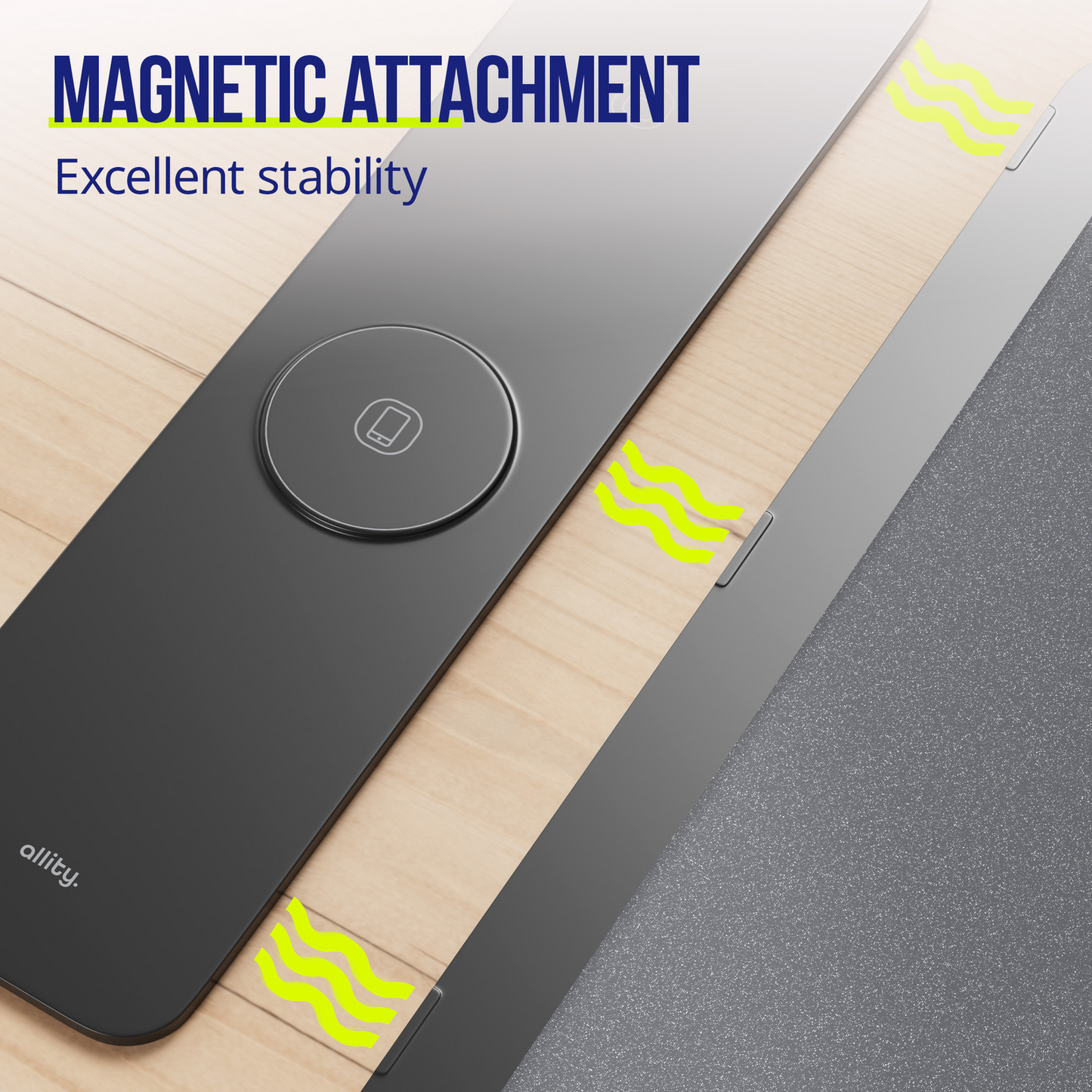 MousePad Allity. ALP-100 4в1 с безжично зареждане за телефон / часовник / слушалки, черен