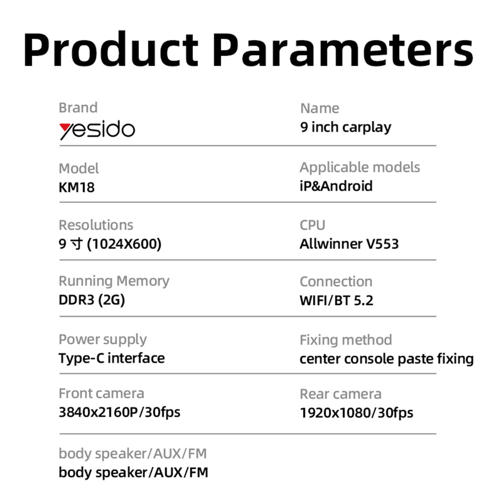 Yesido KM18 Car Navigation, Wi-Fi, 9-inch