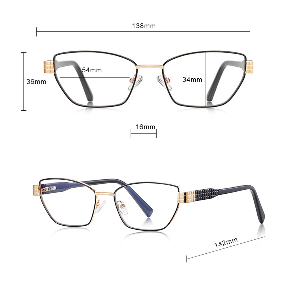 Techsuit 3162 Women's Computer Glasses, Anti-Blue Light, Gold