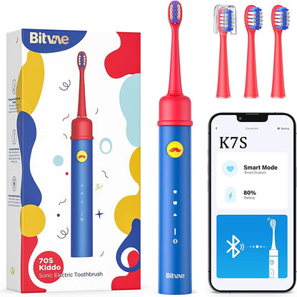 Bitvae BVK7S Kids Electric Toothbrush, Blue Red
