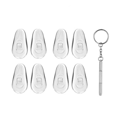 Silicone Nose Pads for Glasses and Techsuit ST1 Screwdriver, Set of 4 Pieces, Transparent