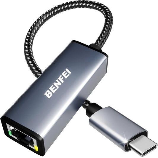 Мрежова карта Benfei, RJ45, USB-C, Сива
