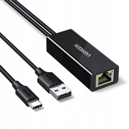 Мрежова карта UGREEN CR110 (75535), RJ45, USB / USB-C, Черен