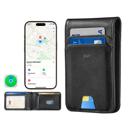 Портфейл ESR Classic Geo с функция Find My и защита RFID, Черен