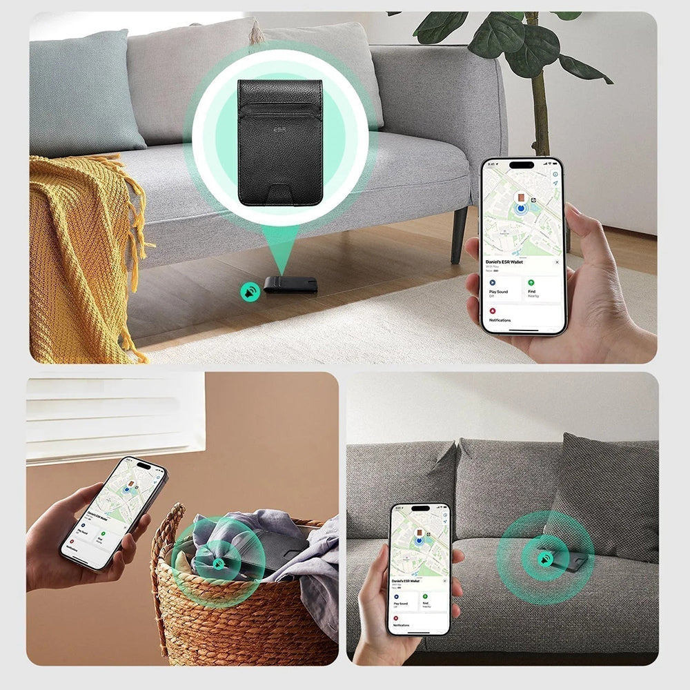 Портфейл ESR Classic Geo с функция Find My и защита RFID, Черен