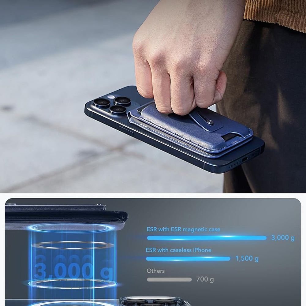 Портфейл Magsafe, ESR, Find my Wallet, Тъмносин